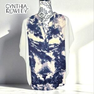 CYNTHIA ROWLEY Sheer Cape Style Blouse - Large